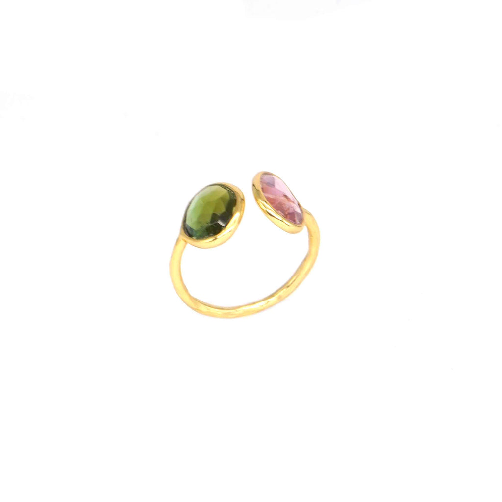 Tourmaline dual colour 925 Sterling Silver stone ring