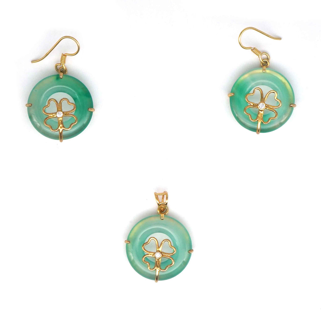 Buy 925 Sterling Silver Jewellery Light Green Jade Pendant with Earring