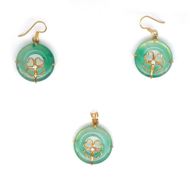 Buy 925 Sterling Silver Jewellery Light Green Jade Pendant with Earring