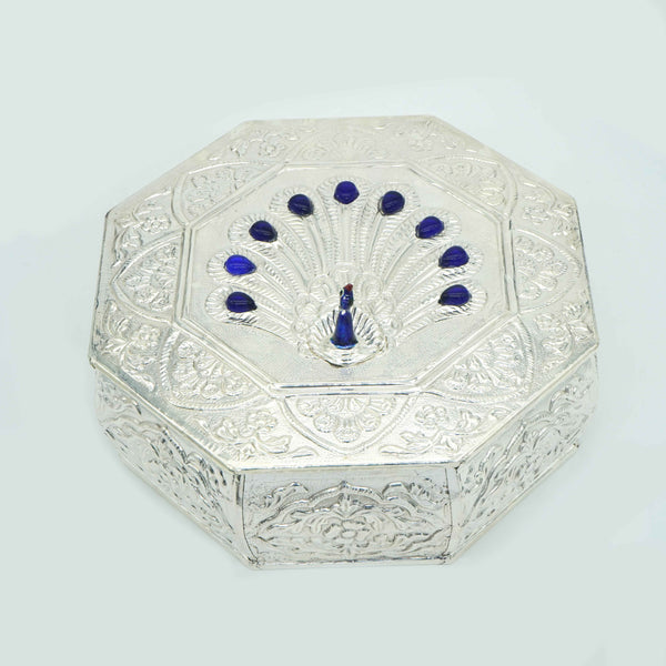 Buy 925 Sterling Silver jewellery Unique Peacock Design Dry Fruits Box