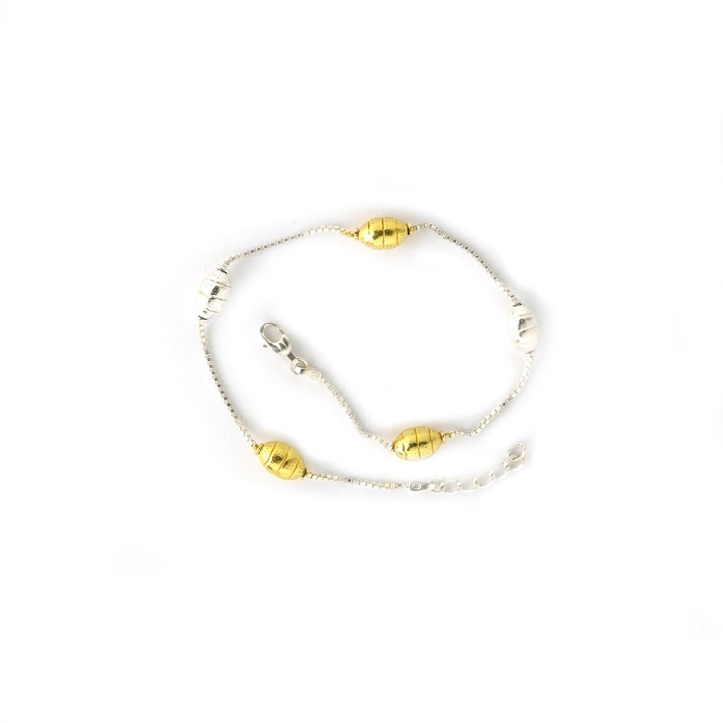 Buy 925 Sterling Silver Jewellery Golden Ball Anklet