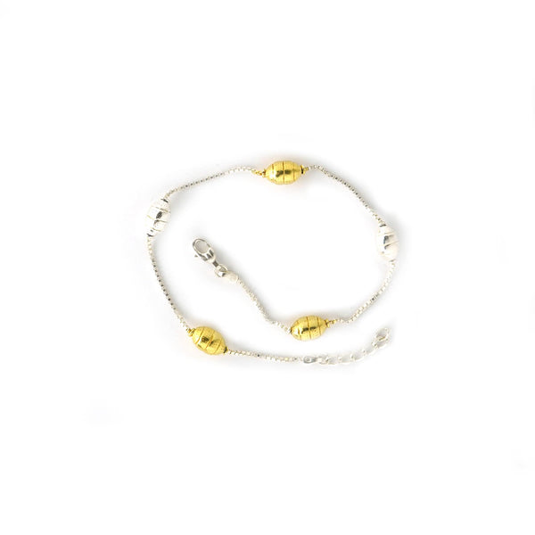 Buy 925 Sterling Silver Jewellery Golden Ball Anklet
