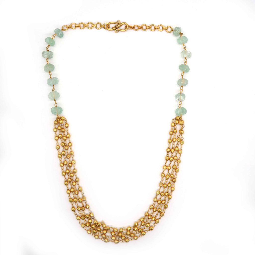 Buy 925 Sterling Silver Jewellery Multi-Layer Flourite with Gold Beads Necklace