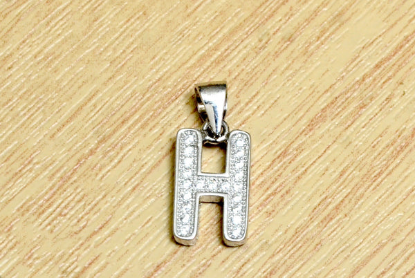 Sterling Silver CZ H Shaped Pendant - Auriann