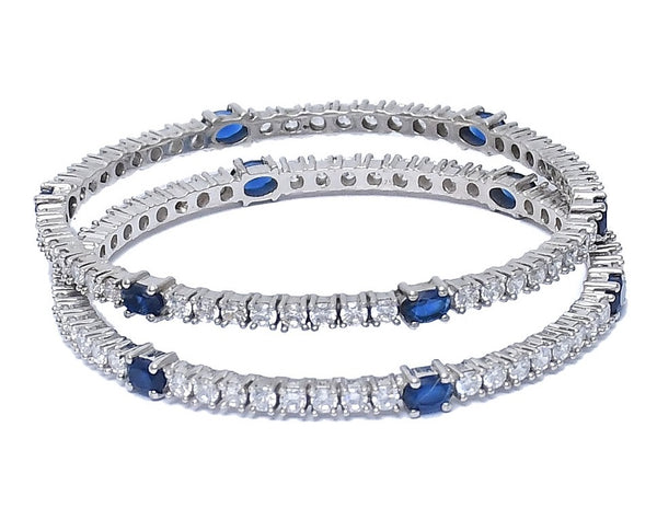 Sterling Silver Blue Sapphire Traditional Bangle - Auriann