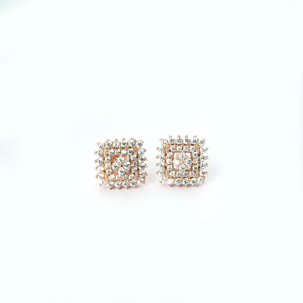 Buy 925 Sterling Silver jewellery with Rose Gold Square Stud