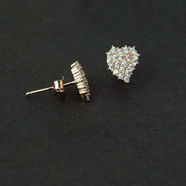 Buy Rose Gold heart Shaped Stud 925 Sterling Silver jewellery