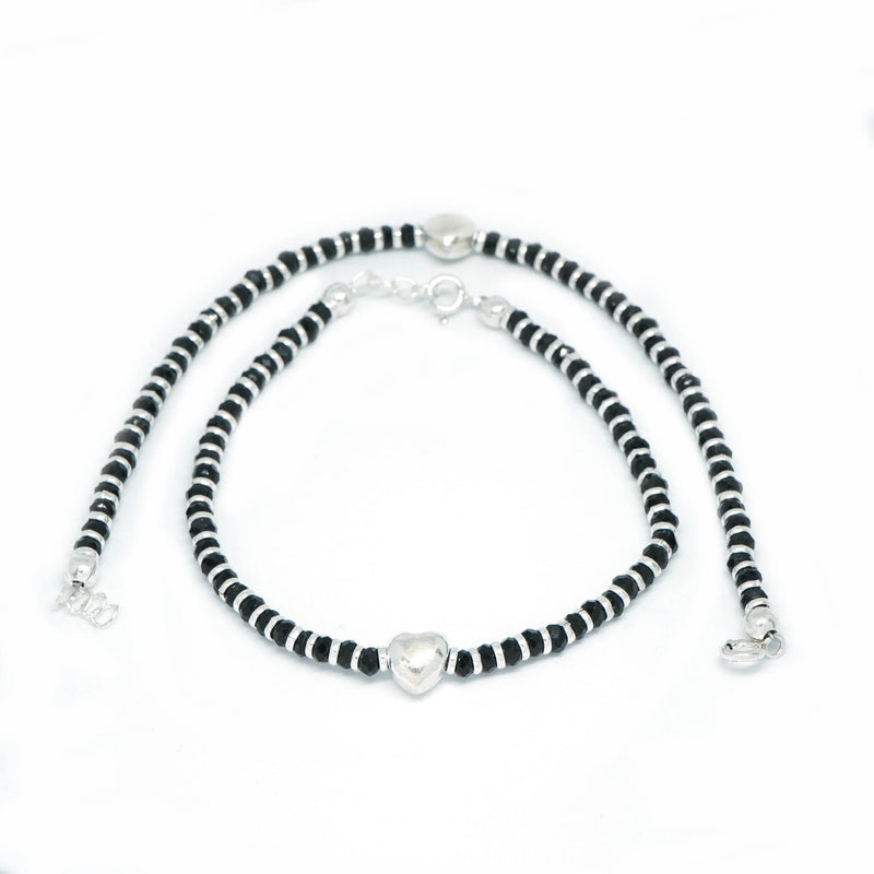 Sahiba Gems 925 Sterling Silver (Pure Chandi) Nakhrewali Anklet (Payal)  with Black & Silver Beads for Girls and Women ~ 1 Piece ~ Nazariya Anklet :  Amazon.in: Jewellery