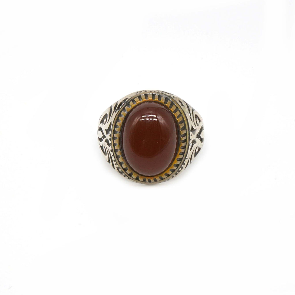 925 Sterling Silver Brown Onyx Stone Ring