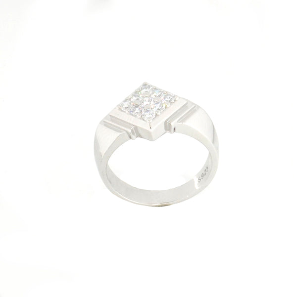 925 Sterling Silver White Square Zircon Stone Ring