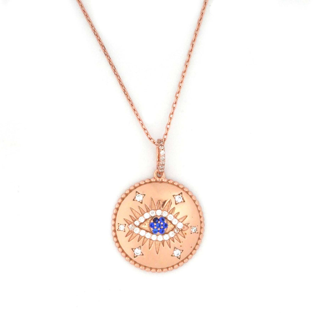 Buy Rose Gold Evil Eye Chain 925 Sterling Silver Necklace