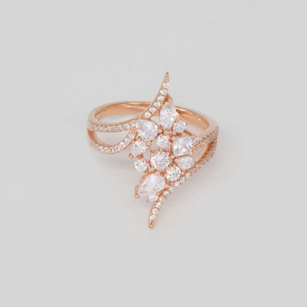 925 Sterling Silver Rose Gold Pointer Ring