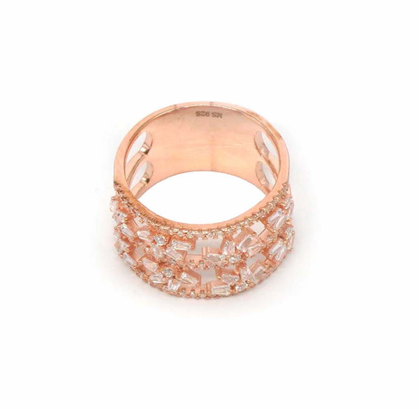 925 Sterling Silver Rose Gold Round Ring