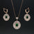 925 Sterling Silver Green Stone Pendant With Earring