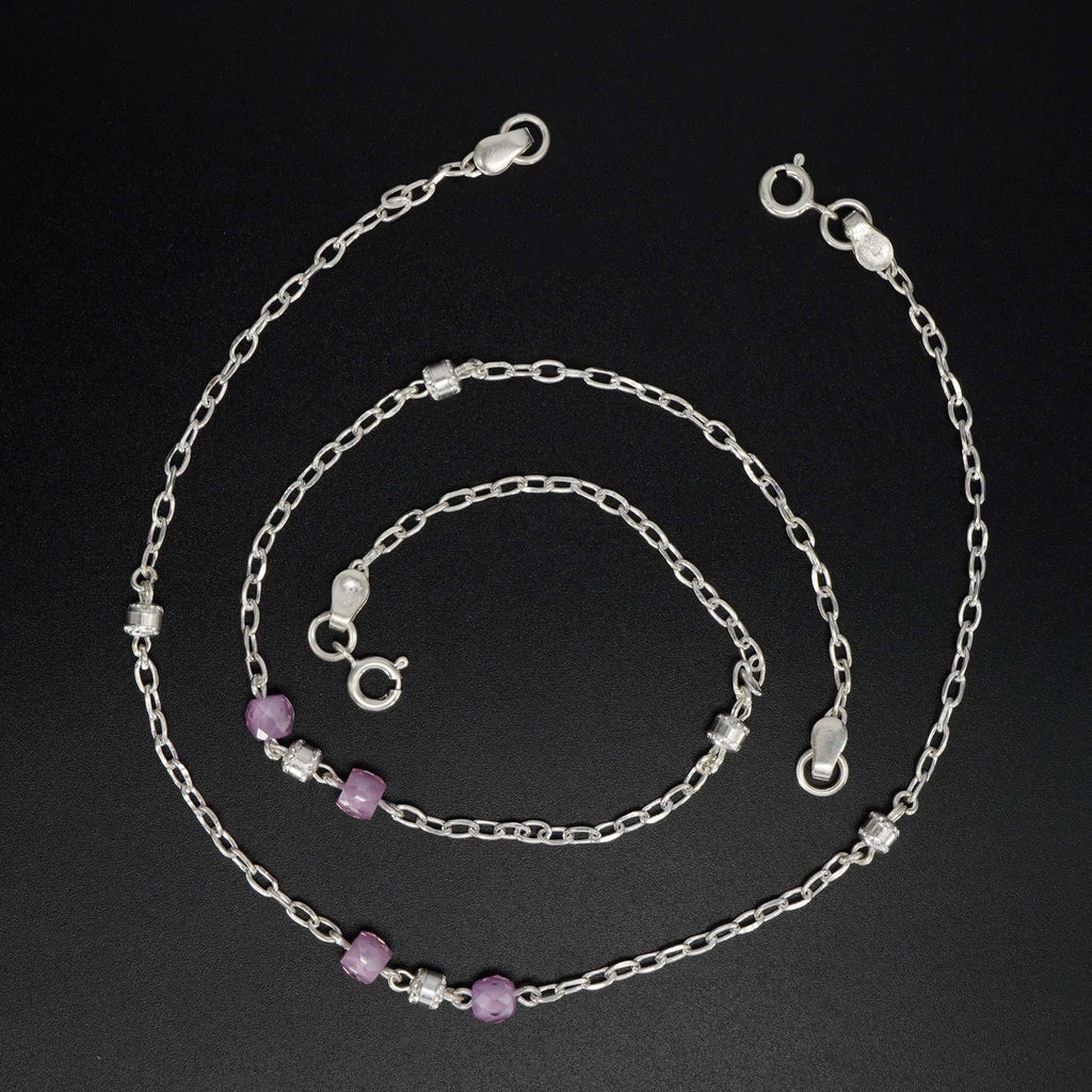 Buy Pink Beaded 925 Sterling Silver Anklet