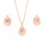 925 Sterling Silver Rose Gold Floral Pendant With Earring