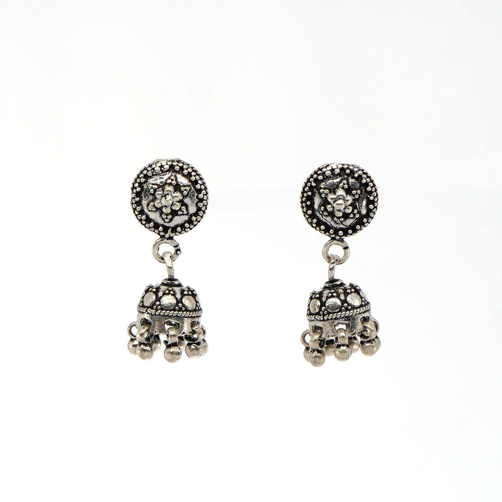 Buy Flower Tribal Jhumka Earring 925 Sterling Silver jewellery