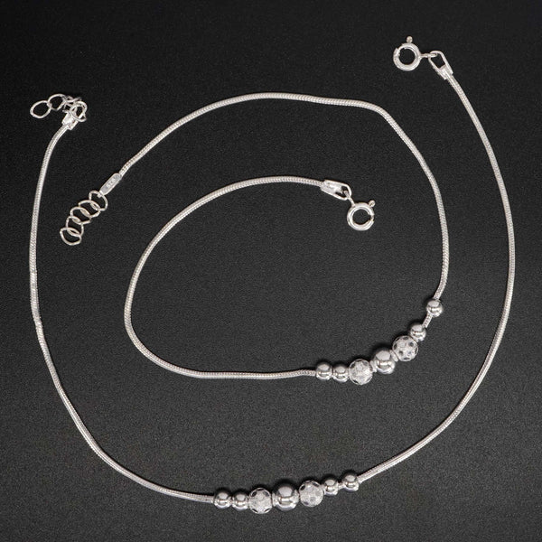 Buy Rolo Beaded 925 Sterling Silver Anklet