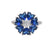 Sterling Silver Flower Blue Sapphire CZ Ring - Auriann