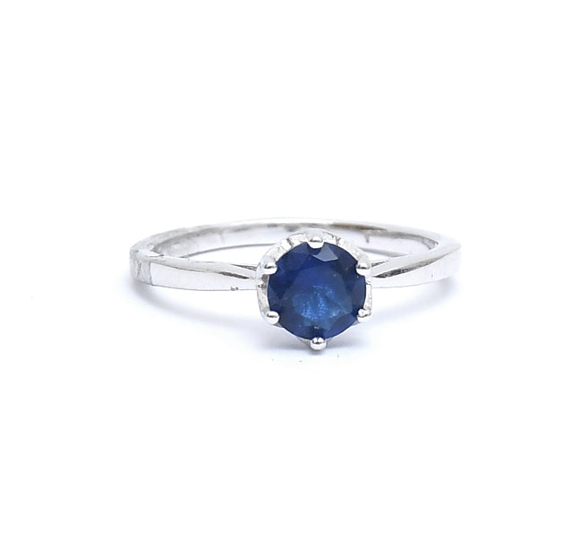 Sterling Silver Single Pointer Blue Stone Ring - Auriann