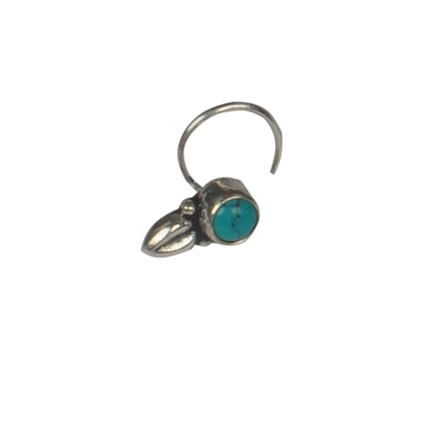 RITI- 925 Sterling Silver Oxidised Turquoise Nose Ring