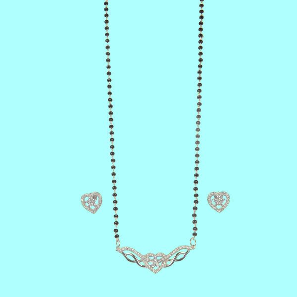 Buy Heart Shape Mangalsutra pendant with Earrings 925 Sterling Silver jewellery for women