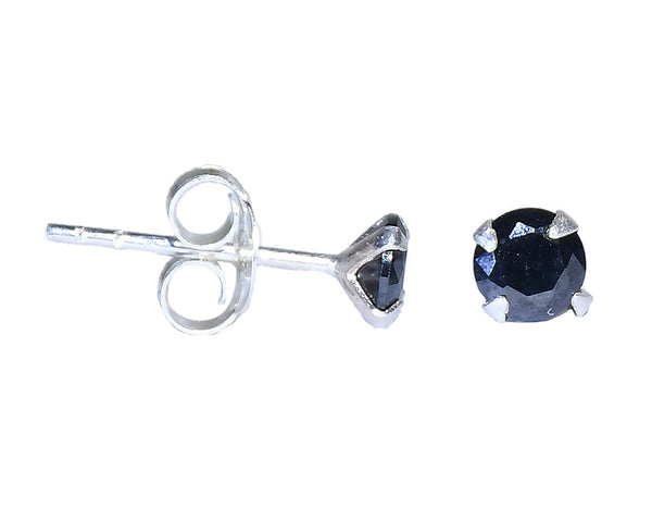 Silver small Black Stone Earring - Auriann