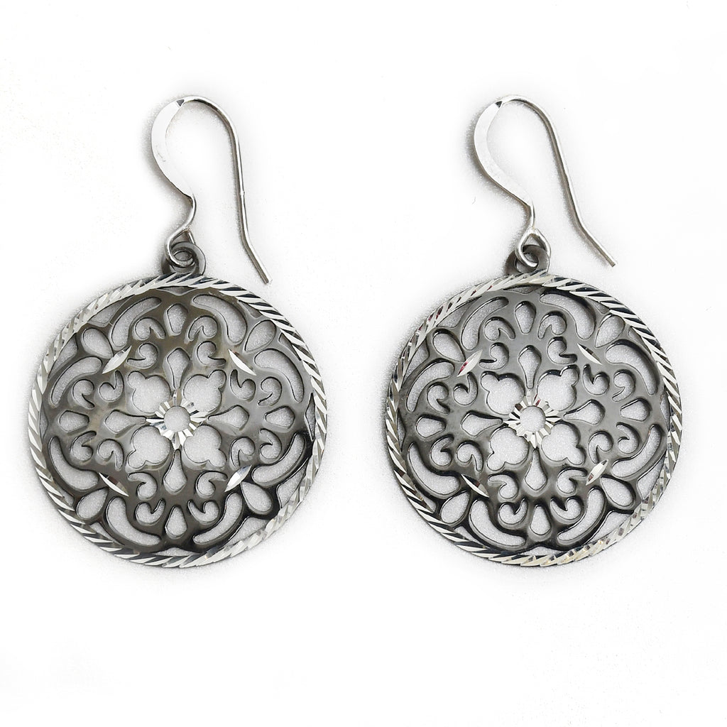 Sterling Silver Cutout Drop Flower Earring - Auriann