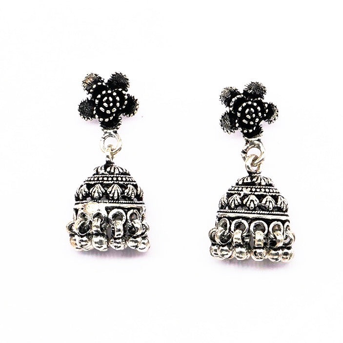 Buy 925 Sterling Silver Black Rose Jhumka Earring for women