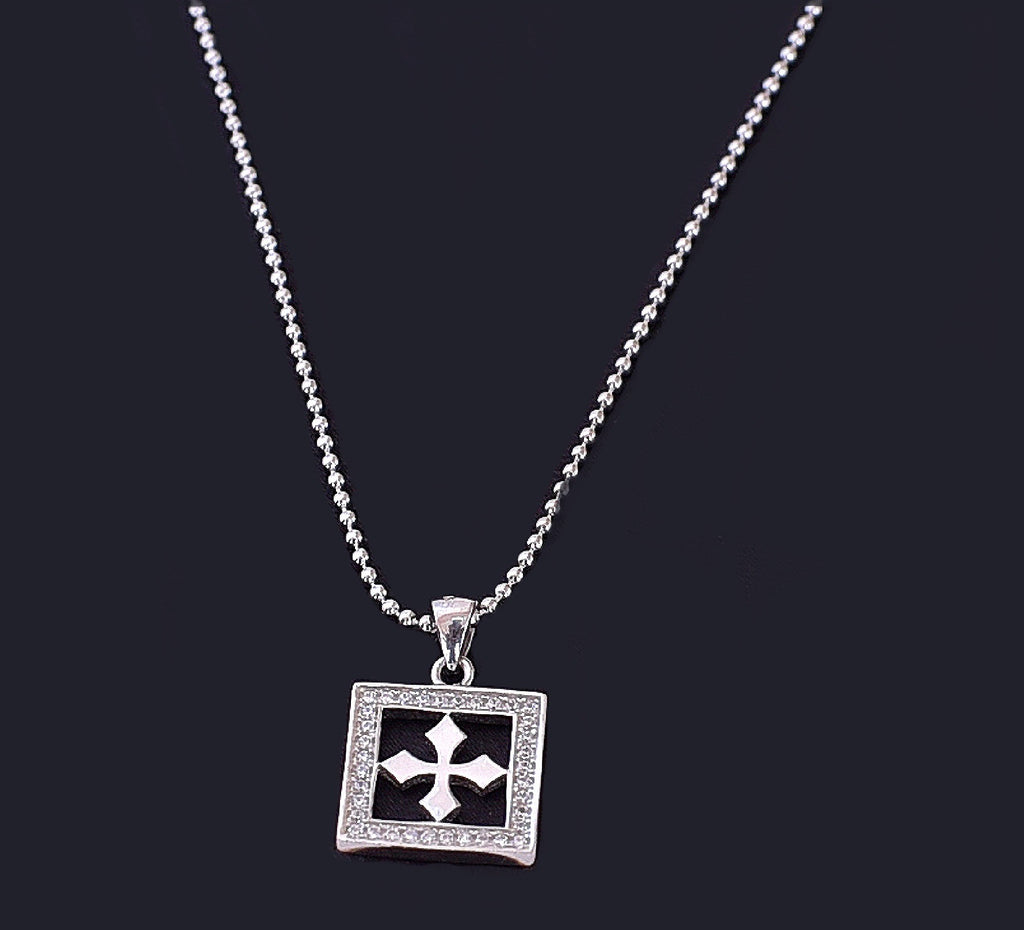 Silver Antique Cross Pendant Chain - Auriann