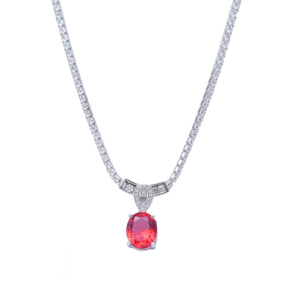 Sterling Silver Ruby Solitaire Pendant With Chain - Auriann