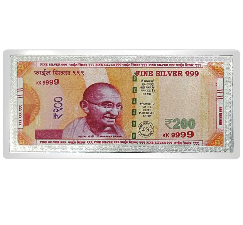 999 Silver Currency Note of Rs 200 for Gifting Purpose