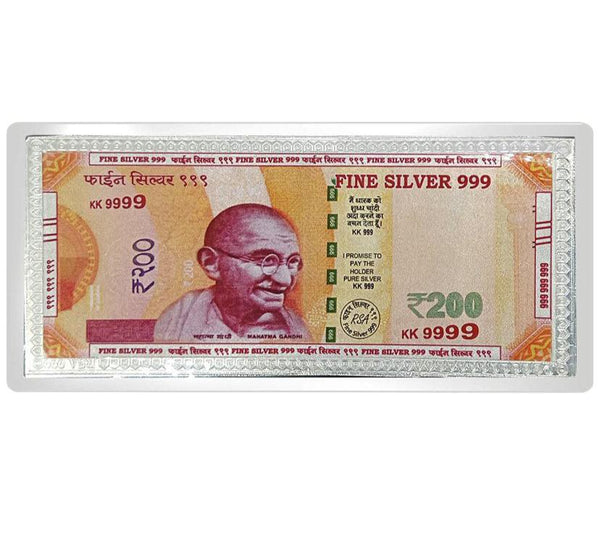 999 Silver Currency Note of Rs 200 for Gifting Purpose
