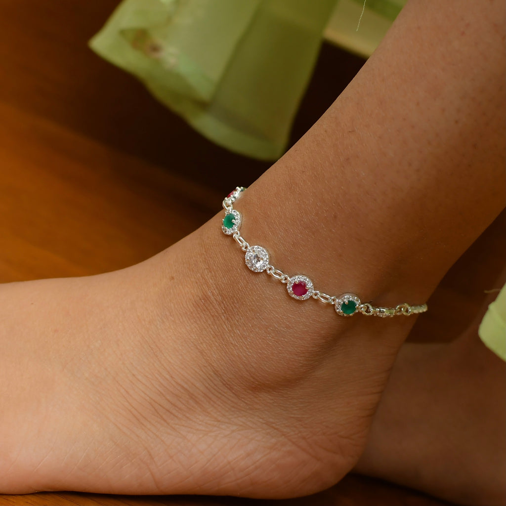 Buy 925 Sterling Silver Jewellery Drop Shape Anklet for women